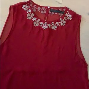 Zara red blouse with collar detail